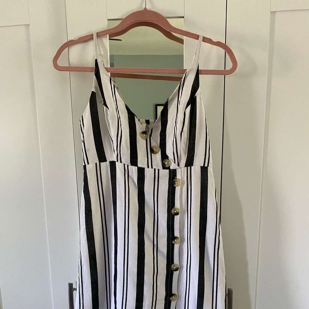 Black/white striped mini dress